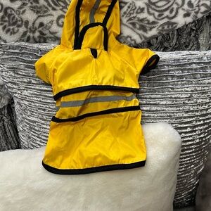 Yellow Dog Raincoat with Reflective Stripes